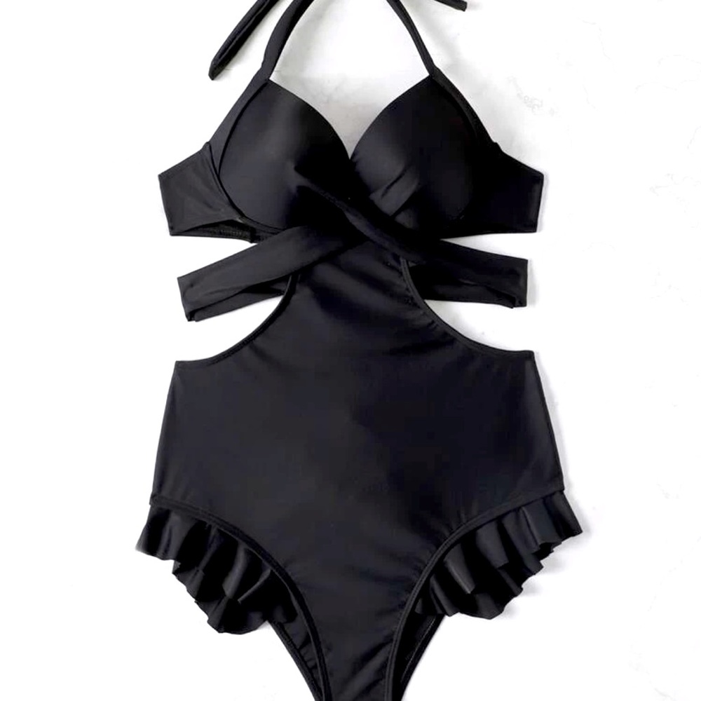Black cutout bathing suit